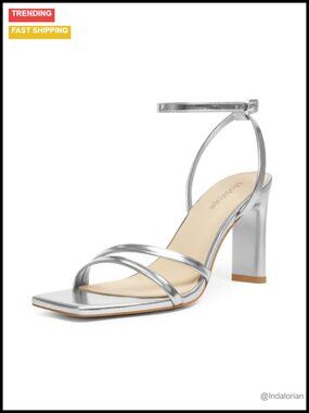 Womens Chunky High Heel Strappy Sandals Square Open Toe Ankle Strap